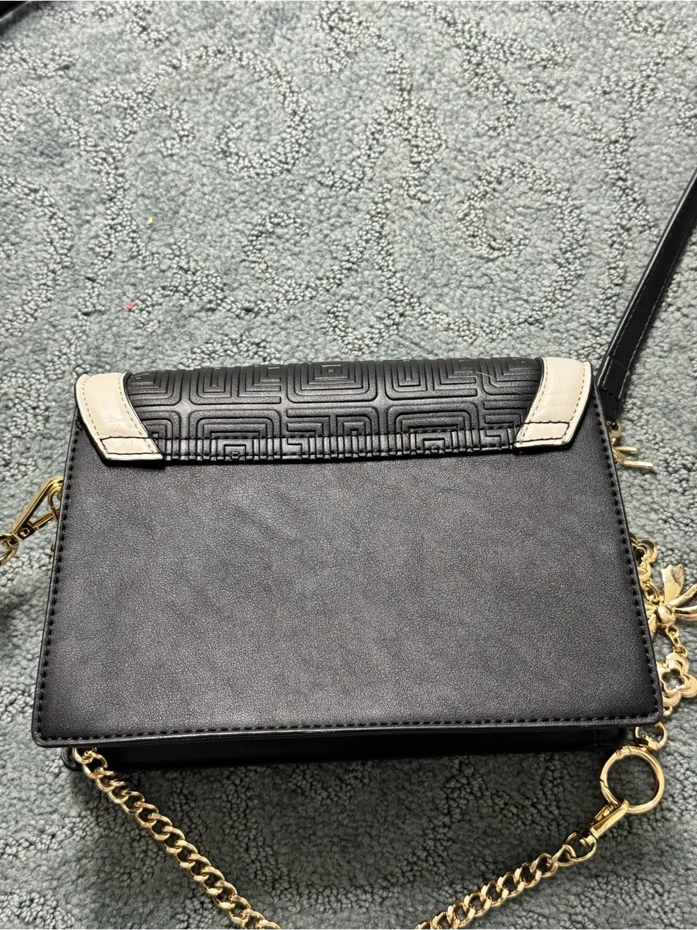 Aldo Grey and Cream Quilted Shoulder/Crossbody Bag with Gold Chain